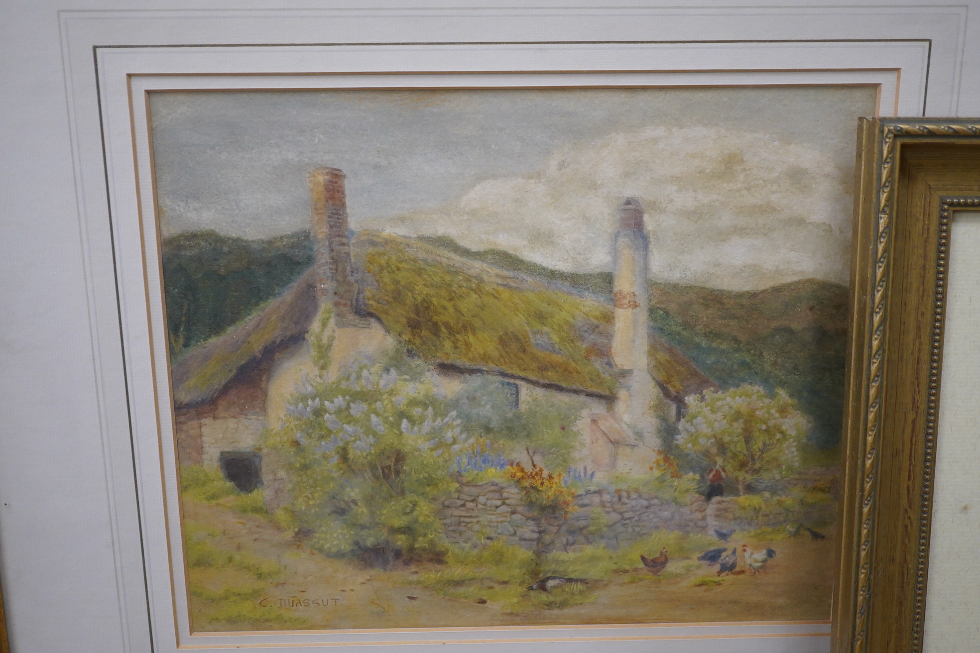 Curtius Duassut (fl.1889-1903), two watercolours, Cottage garden scenes, each signed, largest 24.5 x 30cm. Condition - fair